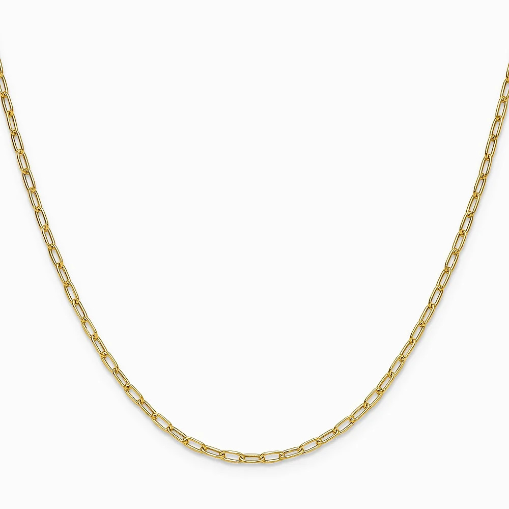 14K Yellow Gold 2.2mm Semi-Solid Paperclip Chain Necklace 16″-24″