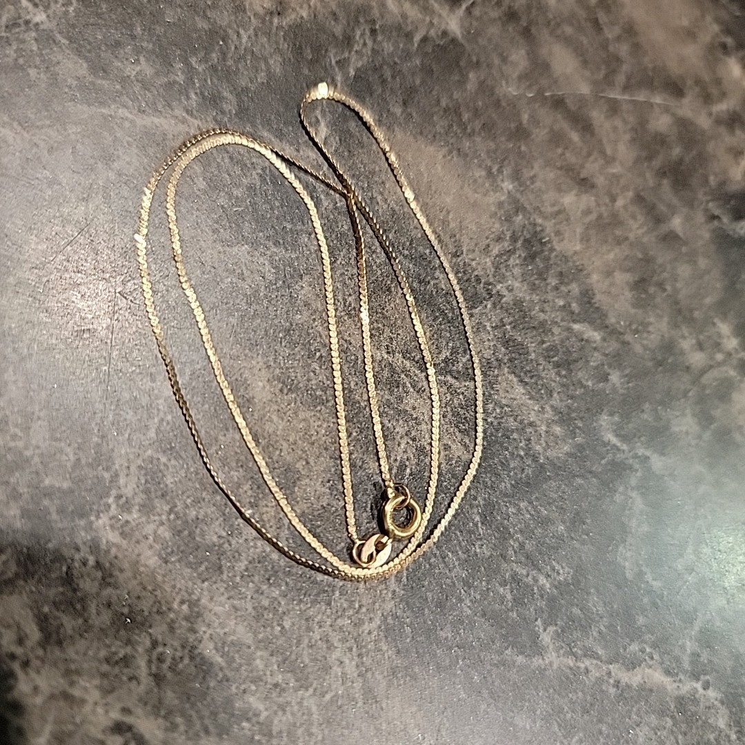 15″ 14KT Yellow Gold Serpentine Chain Link Necklace Italy