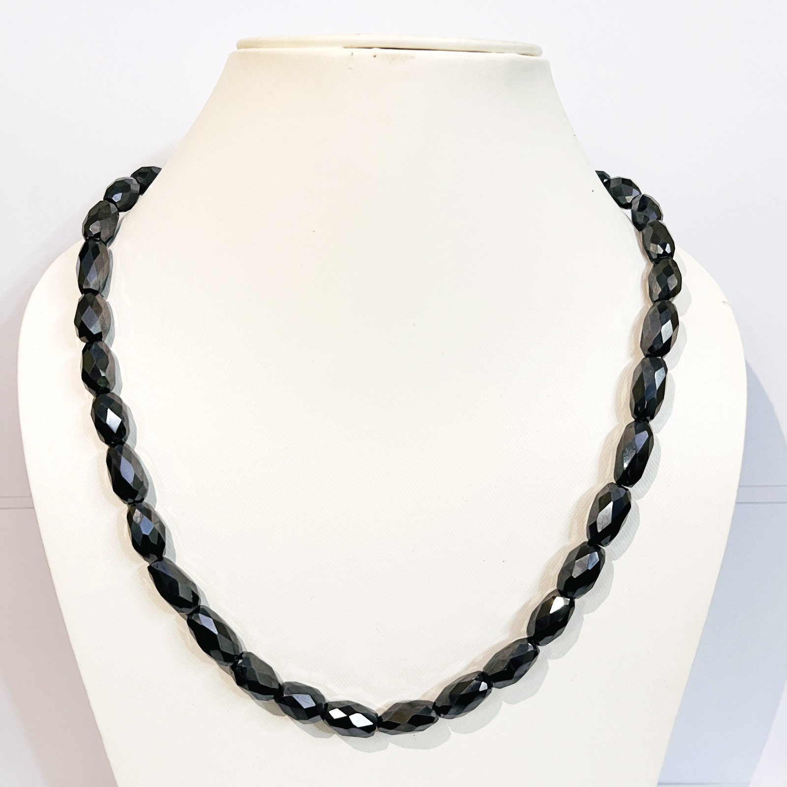 BLACK DIAMOND NECKLACE 18″ INCHES CYLINDER SHAPE AAA CERTIFIED ! FANCY NECKLACE