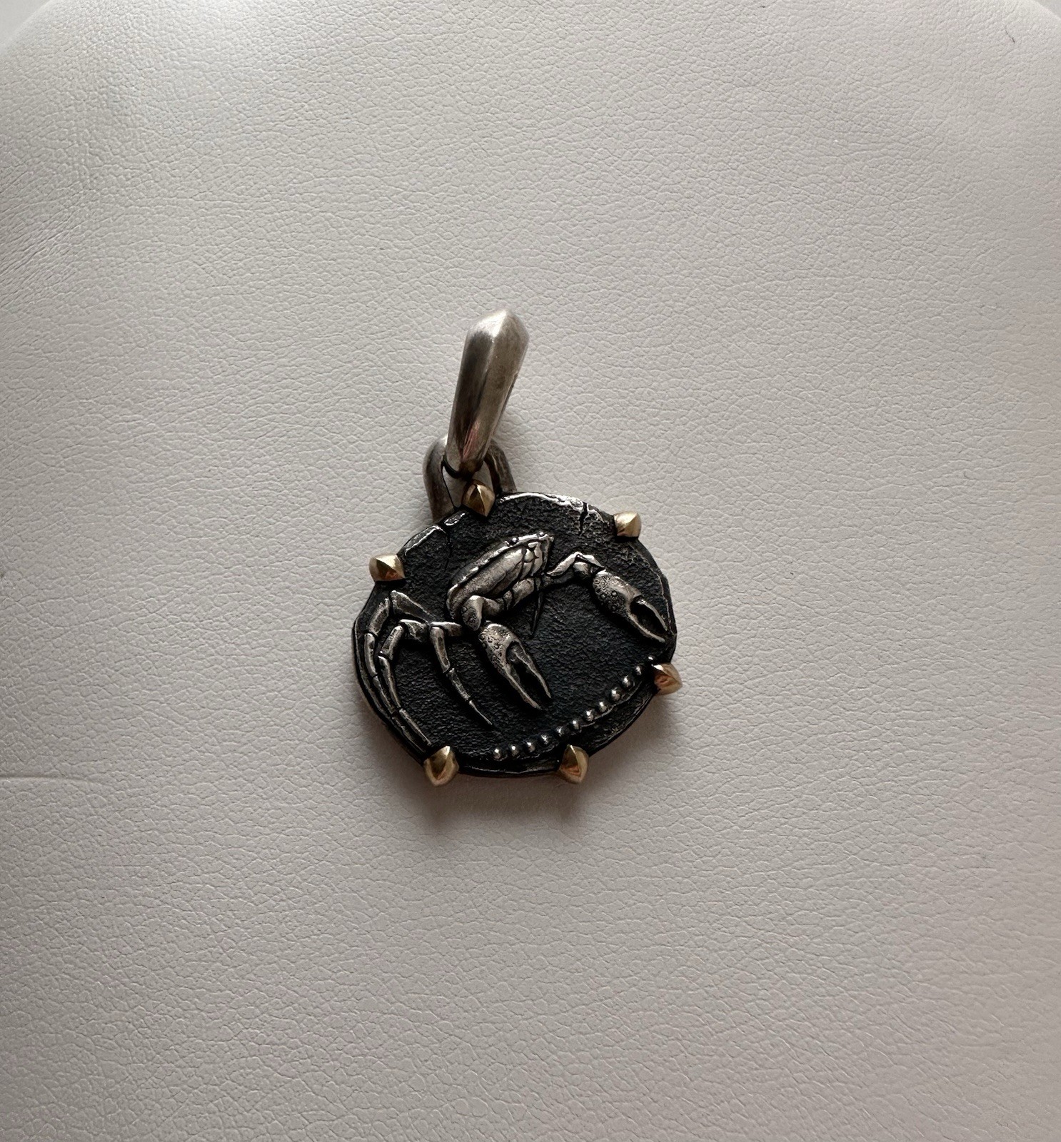 $550 David Yurman 925 Sterling Silver 18k Gold Cancer Zodiac Amulet Pendant 17mm