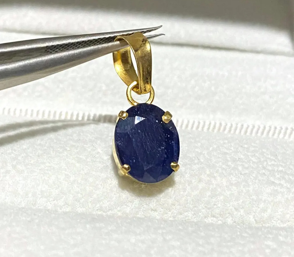 Genuine Blue Sapphire Birthstone Pendant Unisex Gift 925 Sterling Silver Jewelry