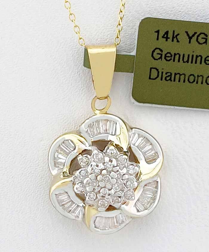 GENUINE 0.75 Cts DIAMOND PENDANT 14K YELLOW GOLD – Free Certificate Appraisal
