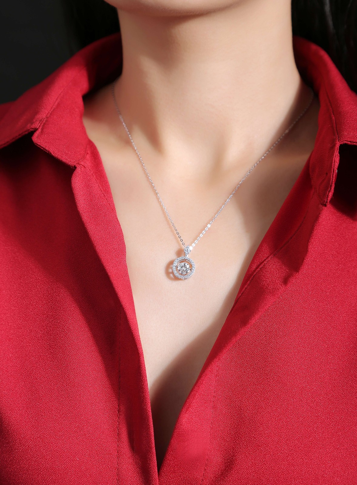 S925 Sterling Silver Moissanite Pendant – Platinum Plated 1ct Necklace, 40cm Cha