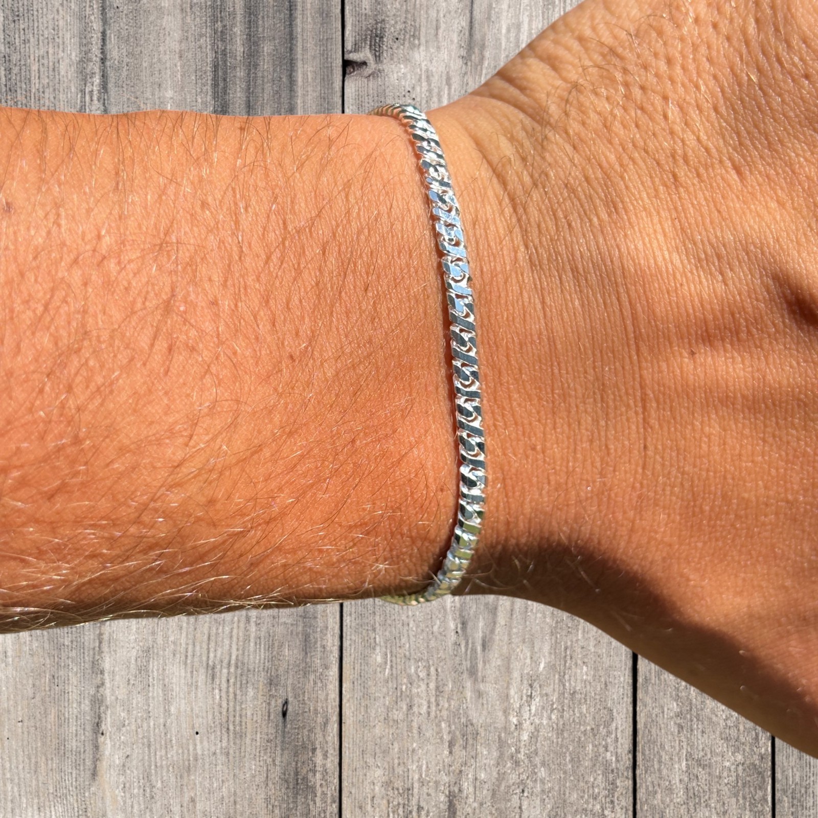 3.5mm Dollar Link Bracelet – Real Solid 925 Sterling Silver MADE IN ITALY