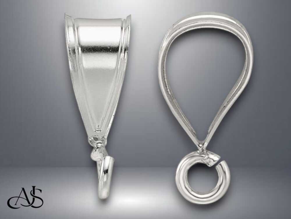 Sterling Silver V Shape Bail with Attached Jump Ring in 7 Sizes