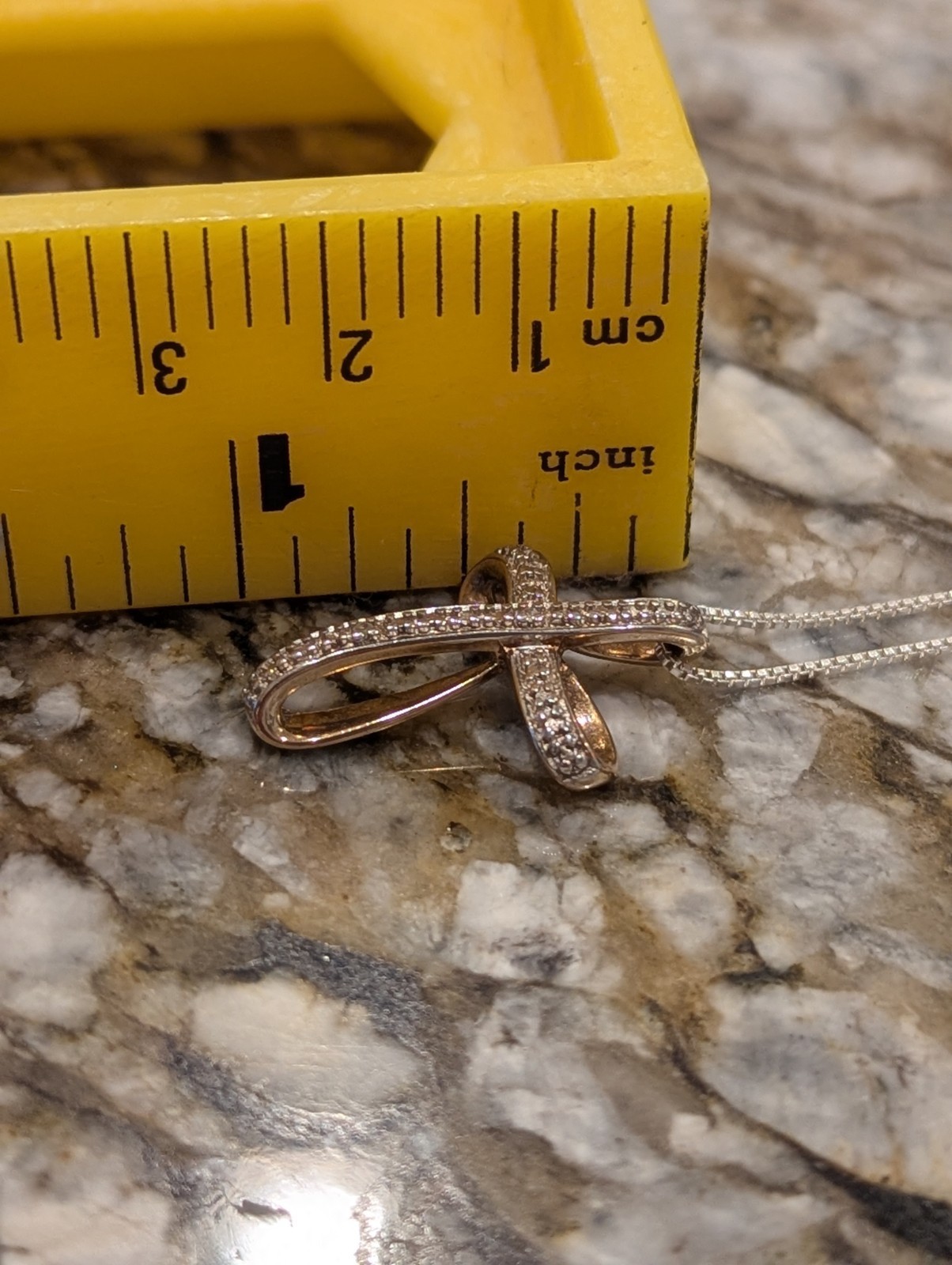 925 Ross Simons Gold Over Sterling Diamond Infinity Cross Pendant 18″ Box Chain