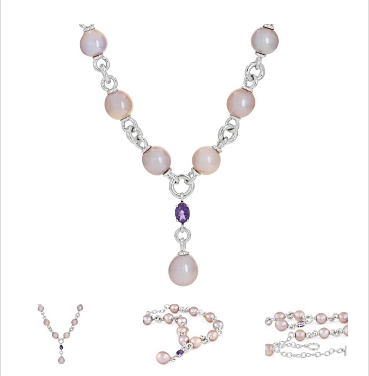Multi-Colored Cultured Kasumiga Pearl Necklace (18in) With Bracelet On Sterling