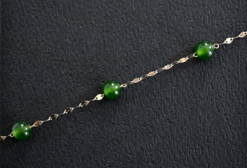 🆕14K YELLOW GOLD and Peridot Beaded Necklace 19in