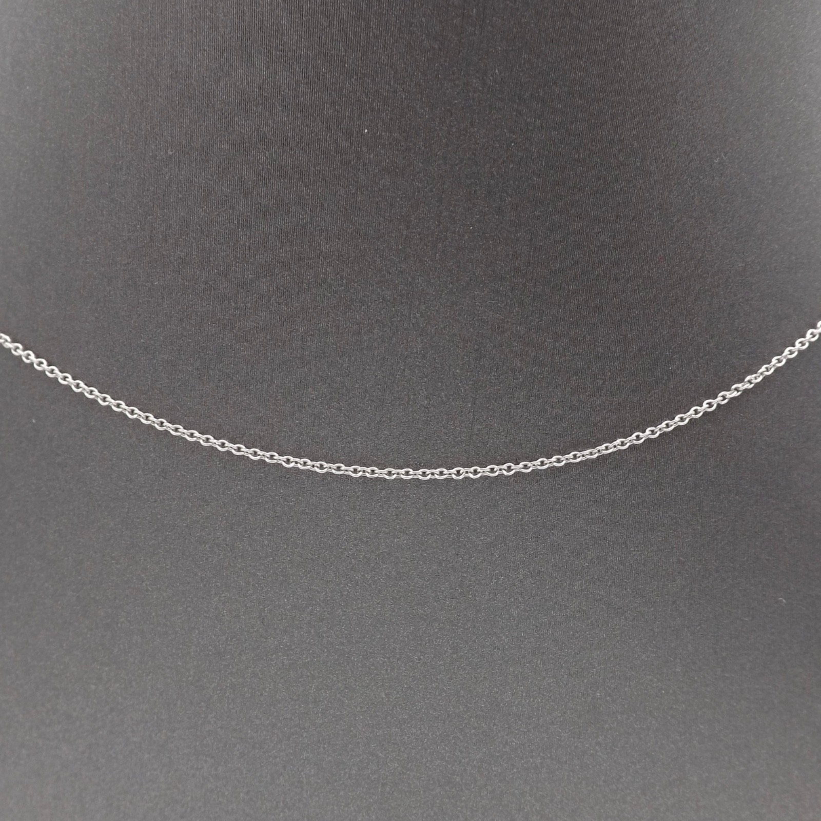 Solid 18k White Gold Cable Link Pendant Chain Necklace Adjustable 16in to 17in