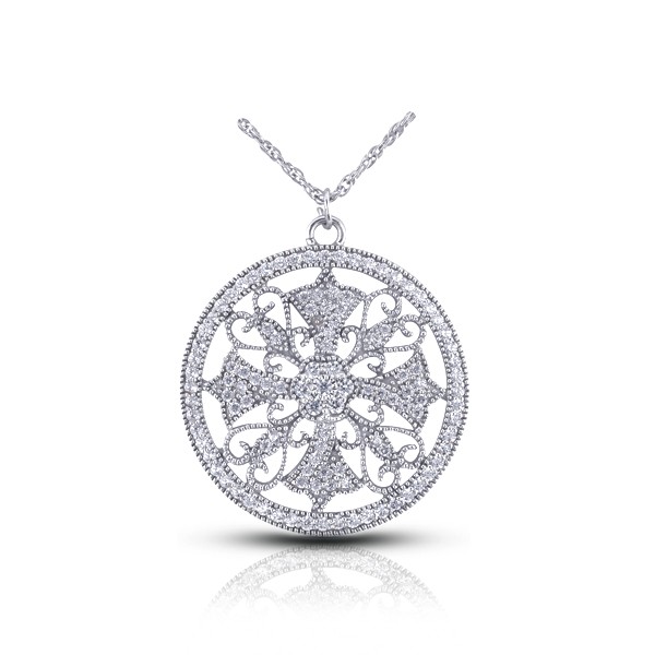 0.57ctw E VS1 Round Brilliant Earth Mined Certified Diamonds White Gold Pendant
