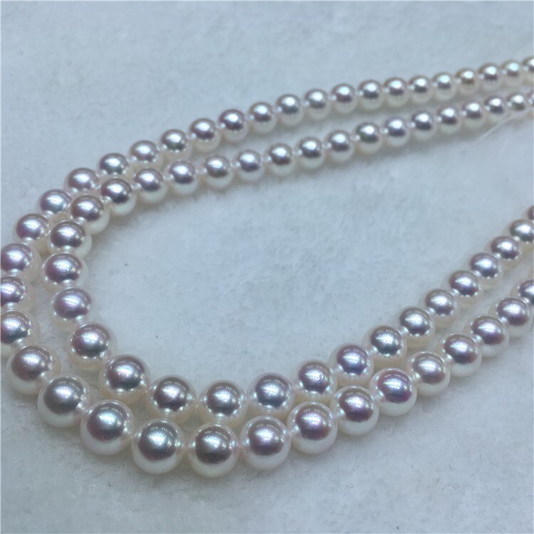 7-7.5mm Japanese Akoya Pearl white Necklace strand 14K gold 18″ June birthstone