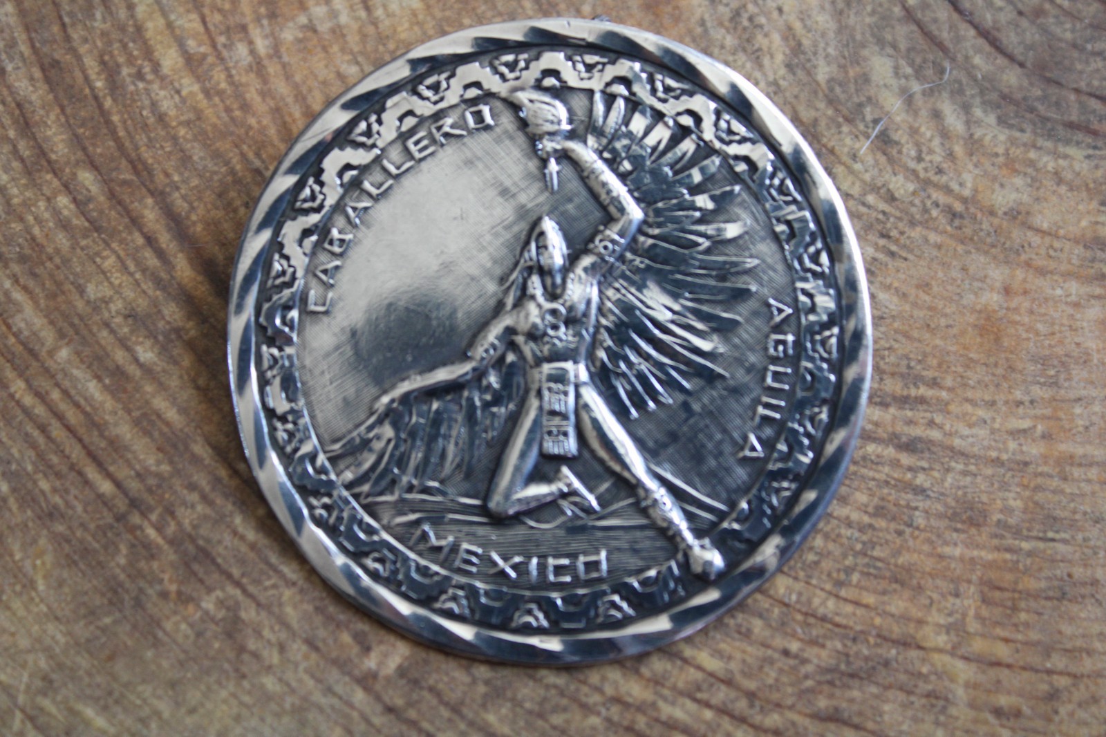 Caballero Aguila Sterling Silver Eagle Warrior Pendant & Pin Taxco Mexico
