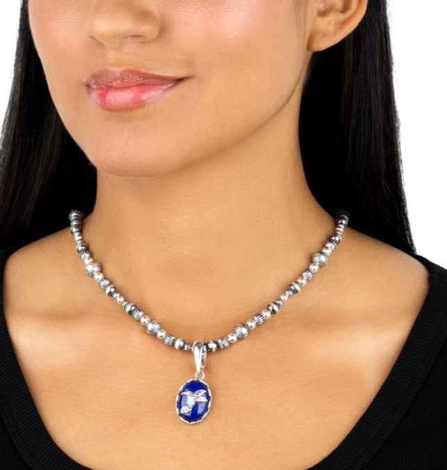 CAROLYN POLLACK Am West 20″ Sterling Native Pearl Mixed Bead Toggle Necklace 24g