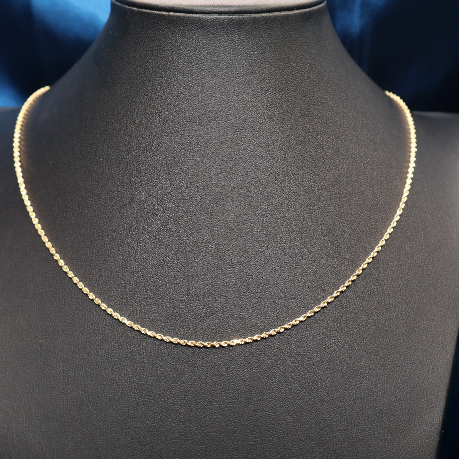 14k Yellow Gold 1.4mm Diameter Rope Chain 18″ Necklace w Push Lock Clasp 5.2g
