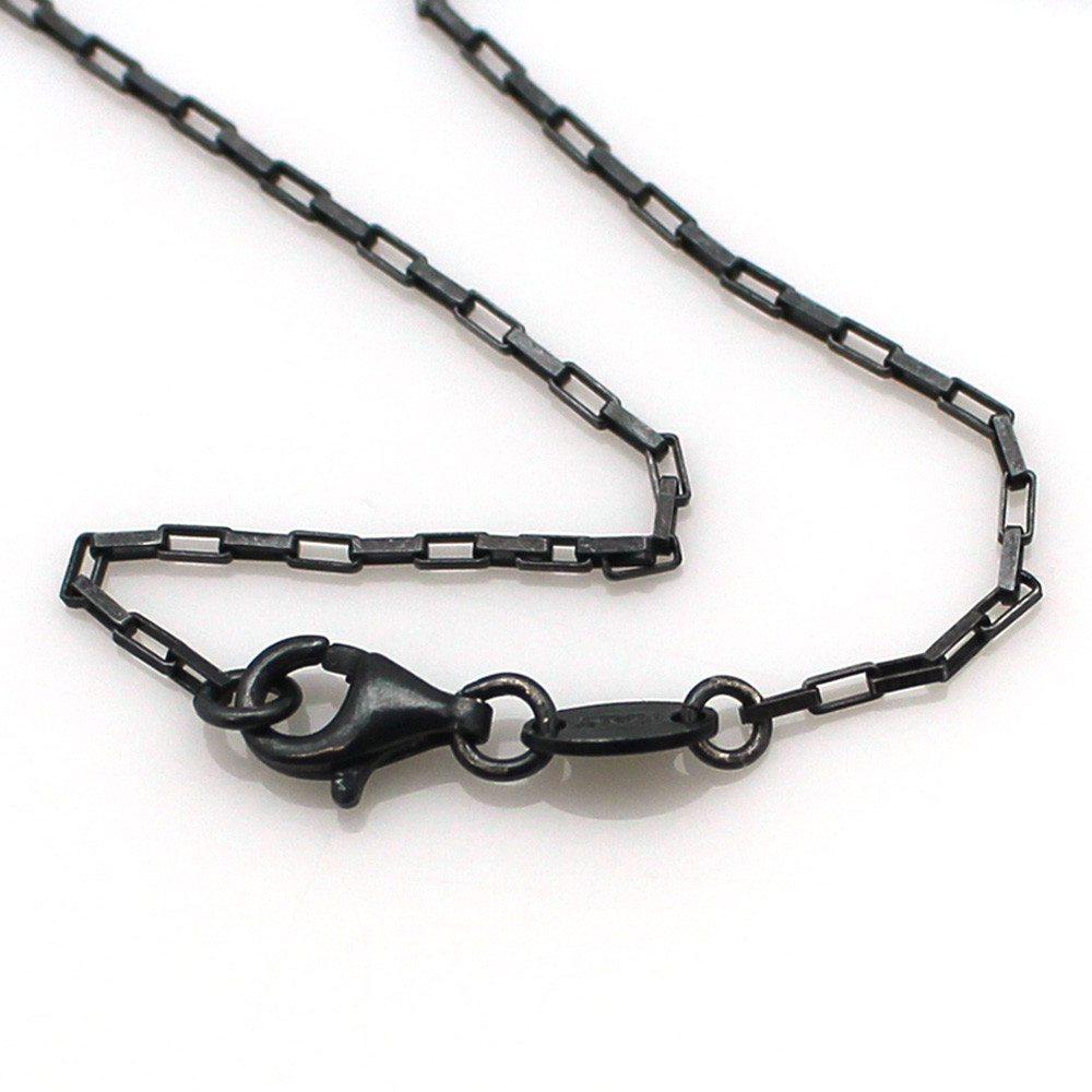 Oxidized Sterling Silver Necklace 2.8mm Box Chain- Small Box Chain (All Sizes)