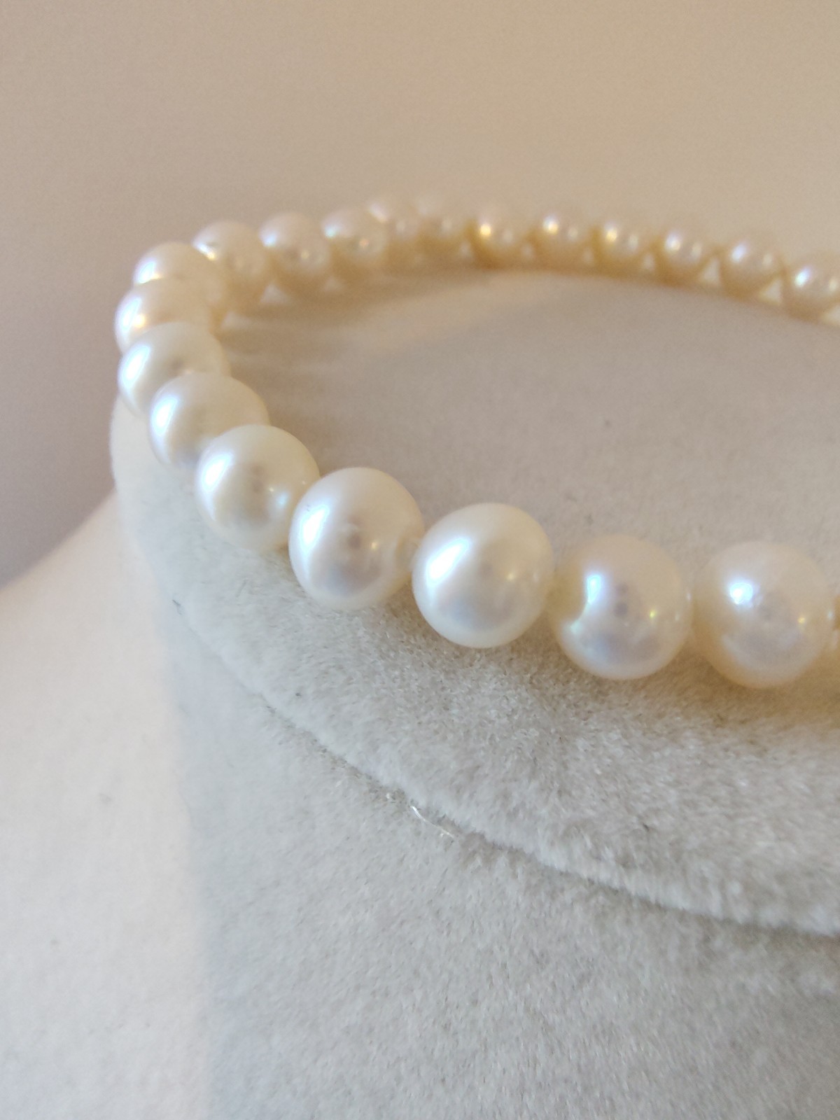 Vintage 14K White Gold Cultured Pearl Strand Bracelet 7″ Hand Knotted Filigree