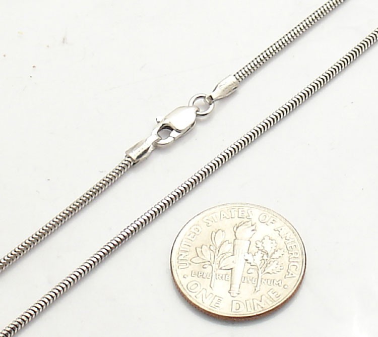 1.4mm Solid Round Snake Chain Necklace Real 14K White Gold ALL LENGTHS