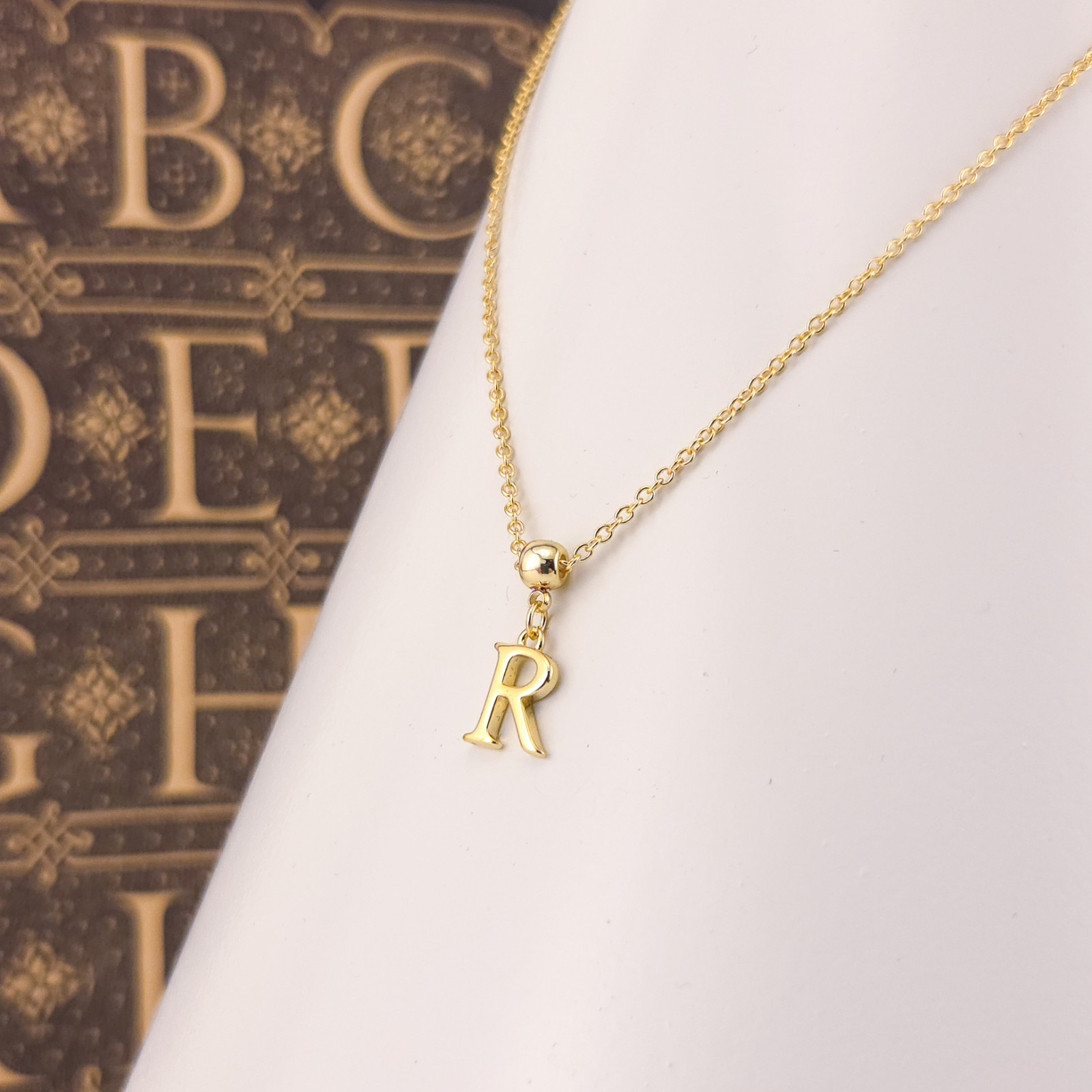 Personalized Initial Necklace – 14k Gold or Silver, Adjustable Letter Pendant