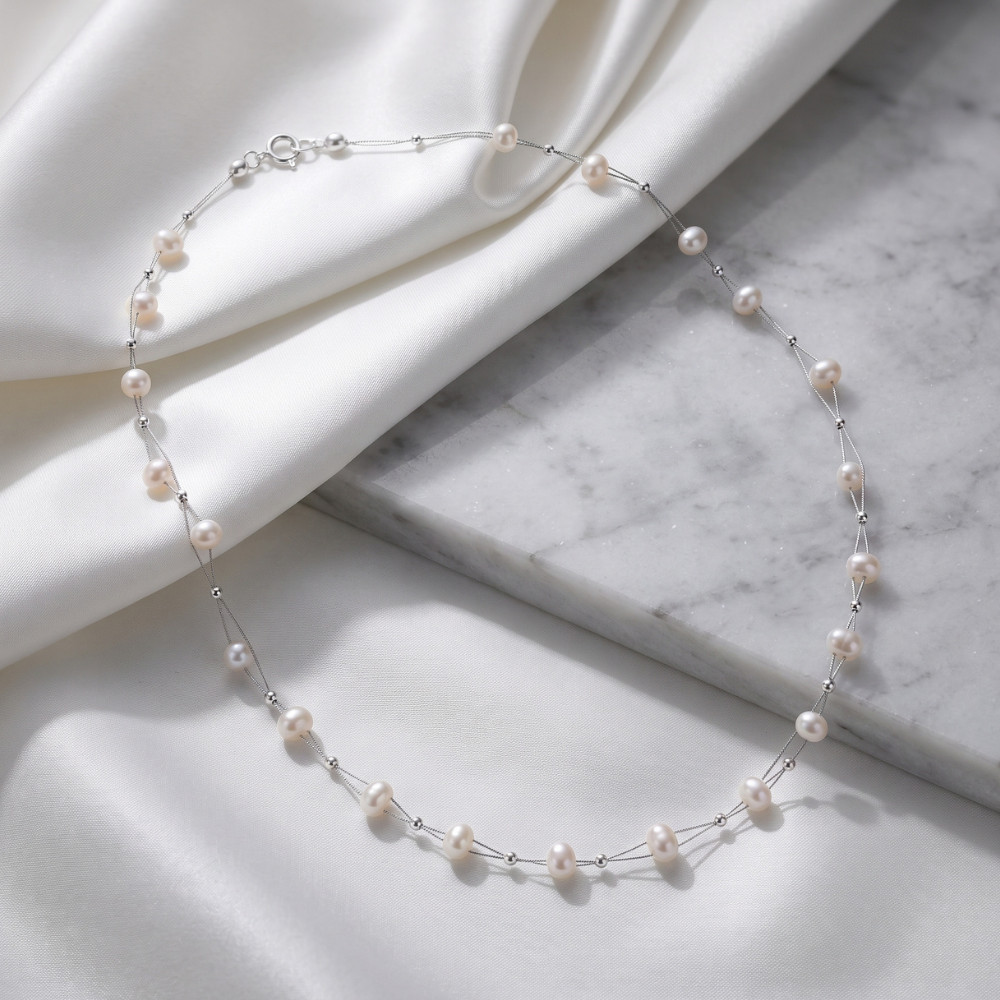 16″ Double Strand Cultured Freshwater Pearl Necklace