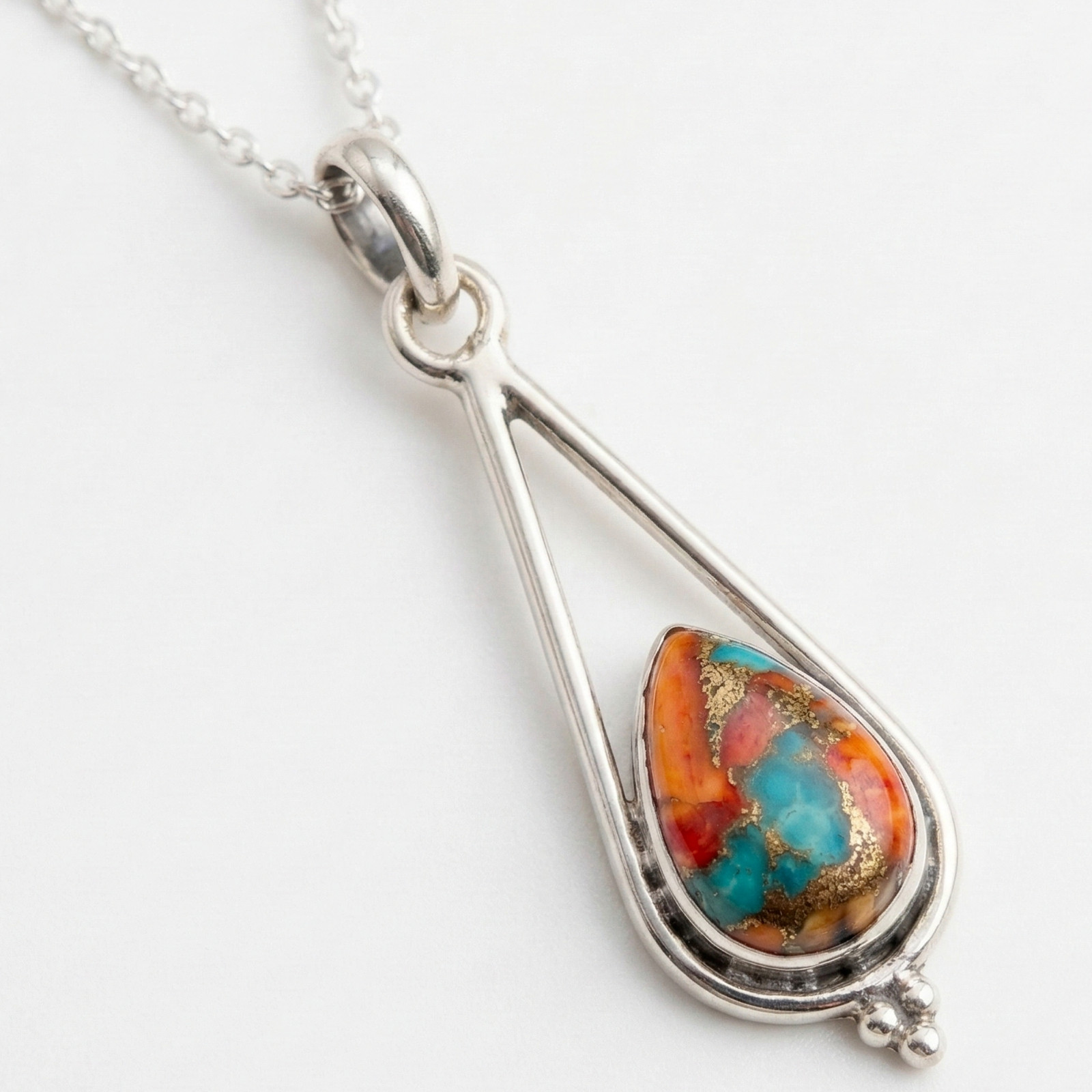 925 Sterling Silver Copper Turquoise Women Handmade Pendant
