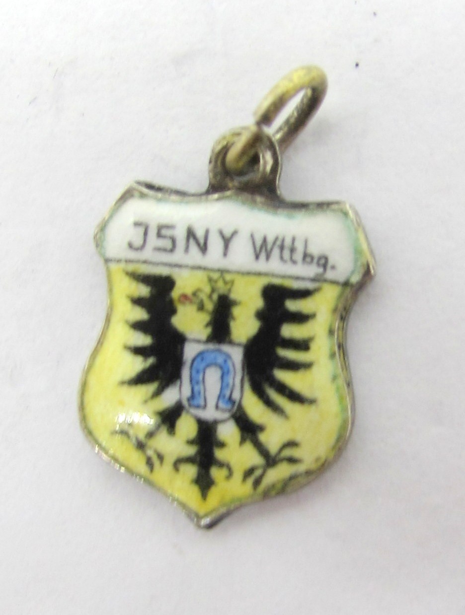 925 STERLING SILVER ENAMEL GERMAN COAT OF ARMS PENDANT OR CHARM 18X10MM ~ 1.1G