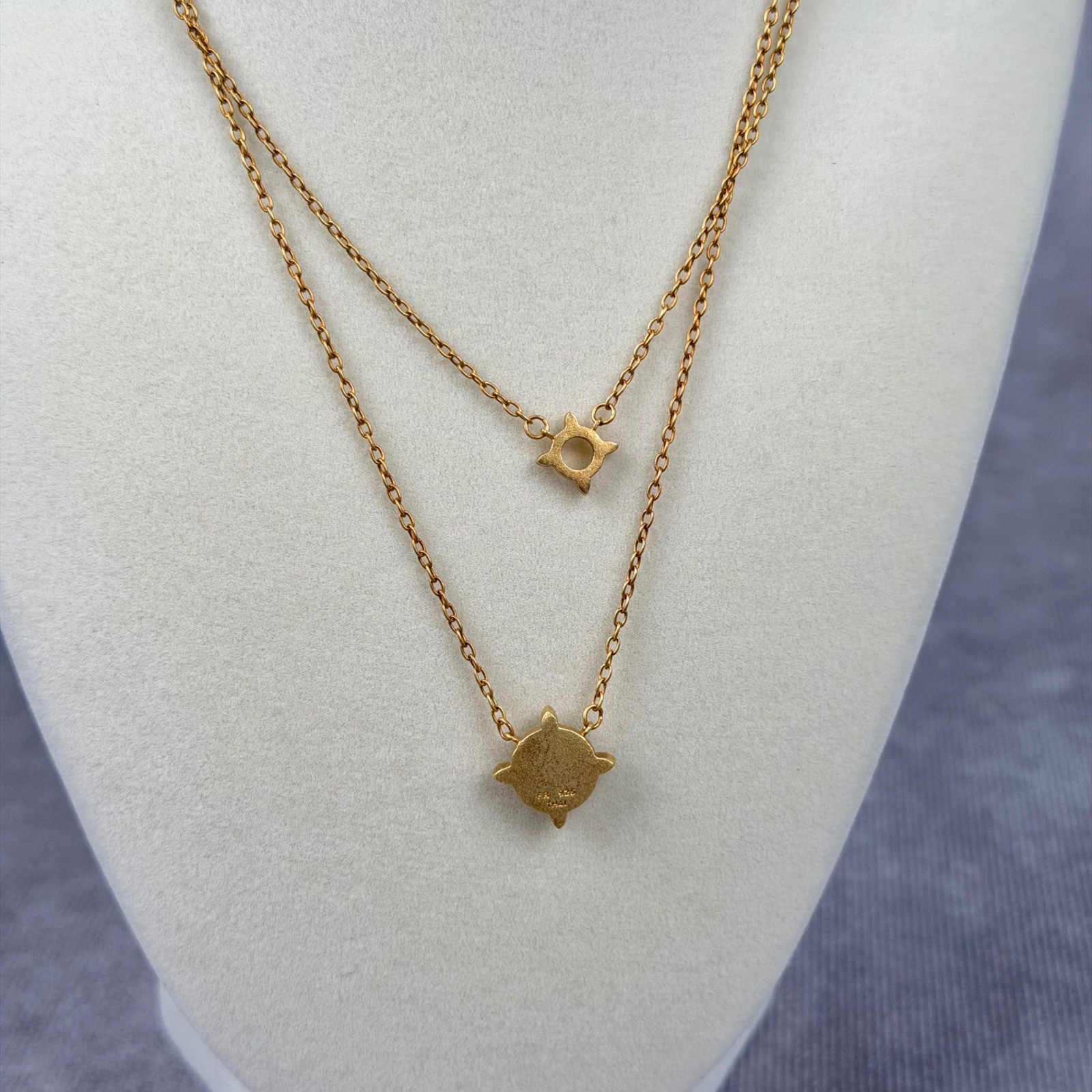 Freida Rothman Turquoise Starburst Layered Necklace Gold over Sterling Silver CZ