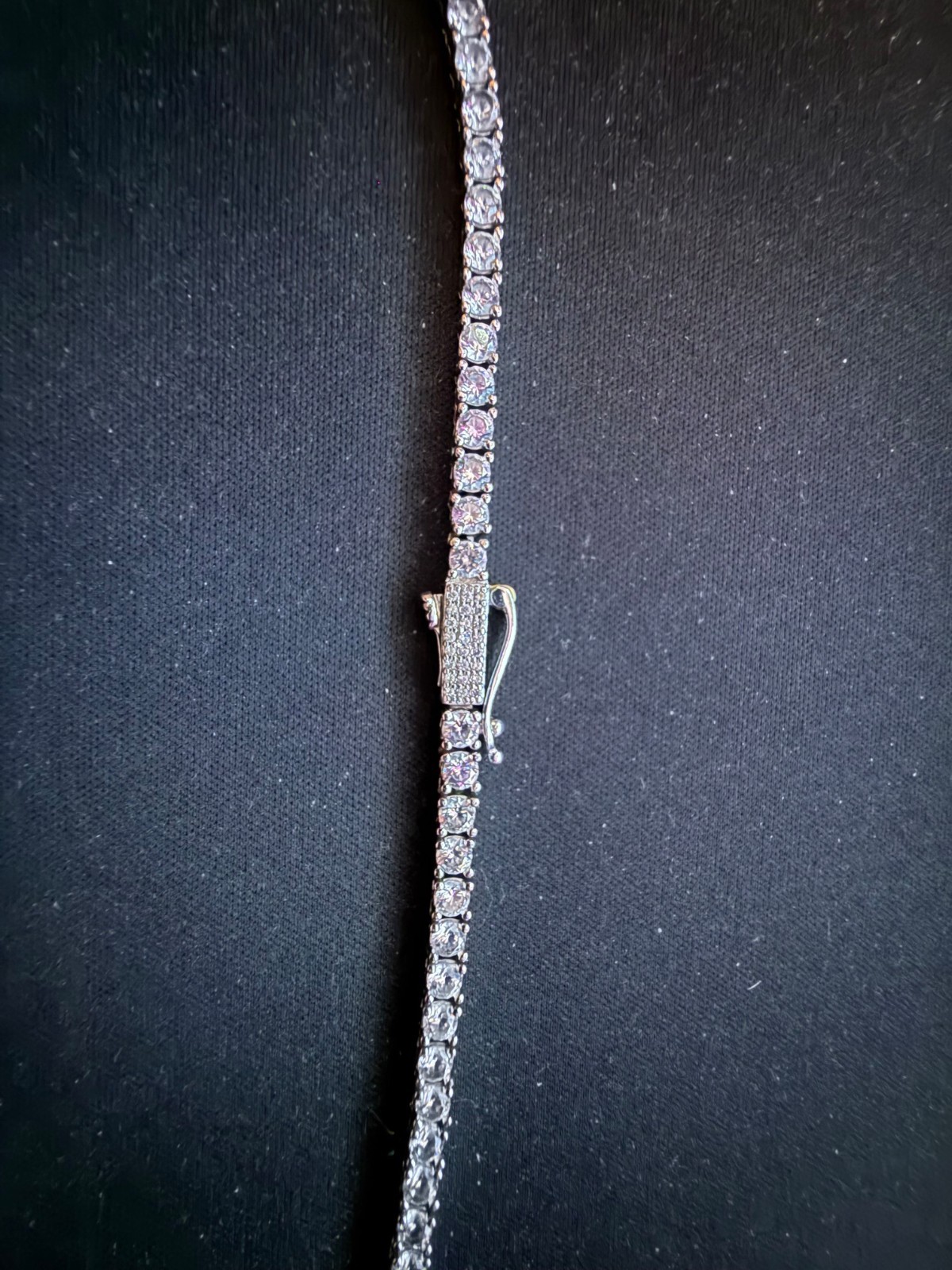 Authentic Shop GLD 4mm Moissanite Tennis Chain 925 Sterling Silver 20″ VVS D Col