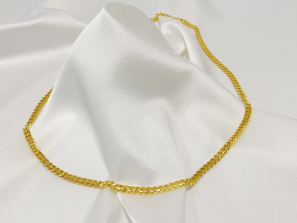 18K Yellow Gold 4mm Solid Curb Miami Cuban Chain Link Mens Womens Necklace 20″