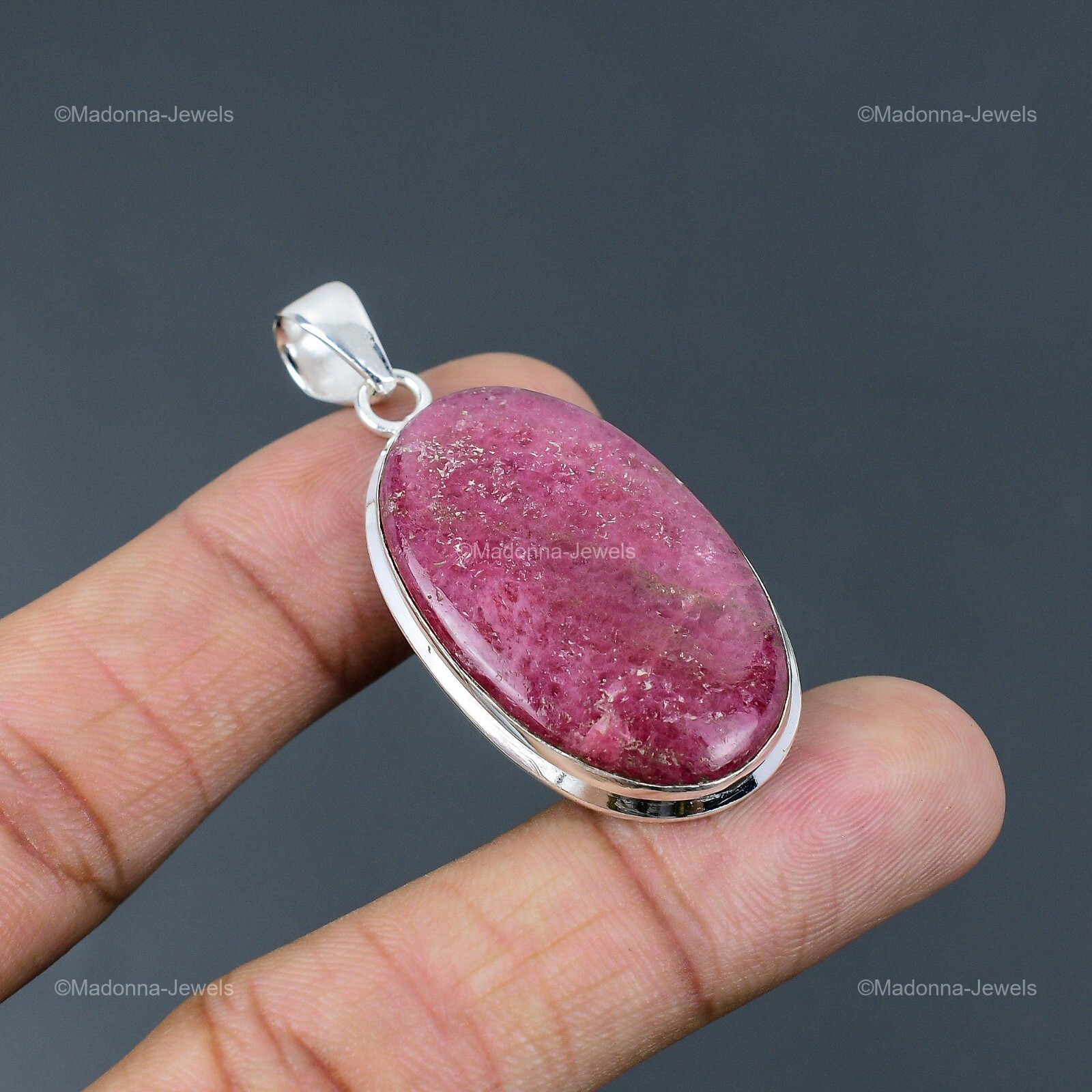Rhodonite Gemstone Wedding Bezel Anniversary Pendant Jewelry 925 Sterling Silver