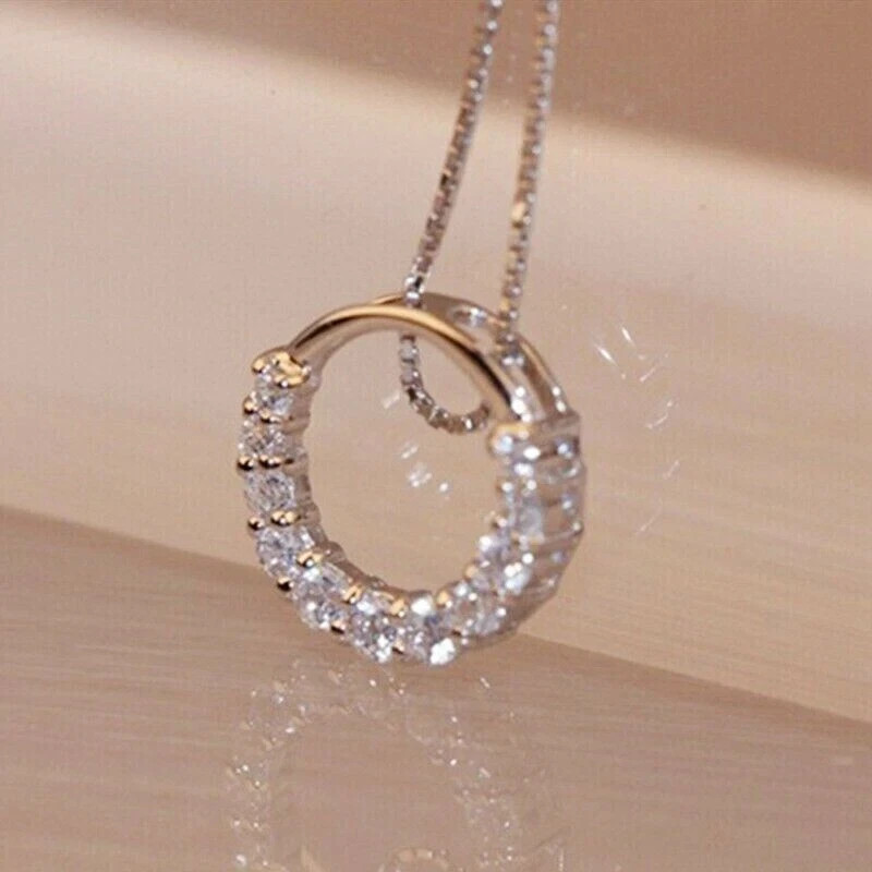 1.20 CT Round Cut Real Moissanite Circle Women’s Pendant 14K Yellow Gold Plated