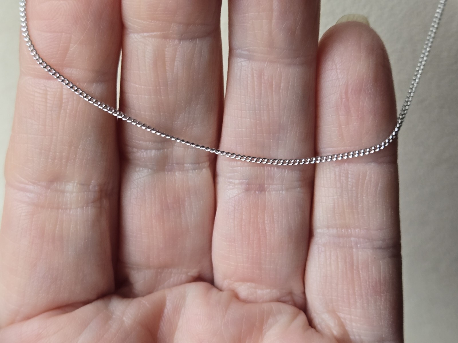 925 Sterling Silver Micro Curb Link Chain, 1.1mm Wide 20″, 1.8 Gr. Lobster Clasp