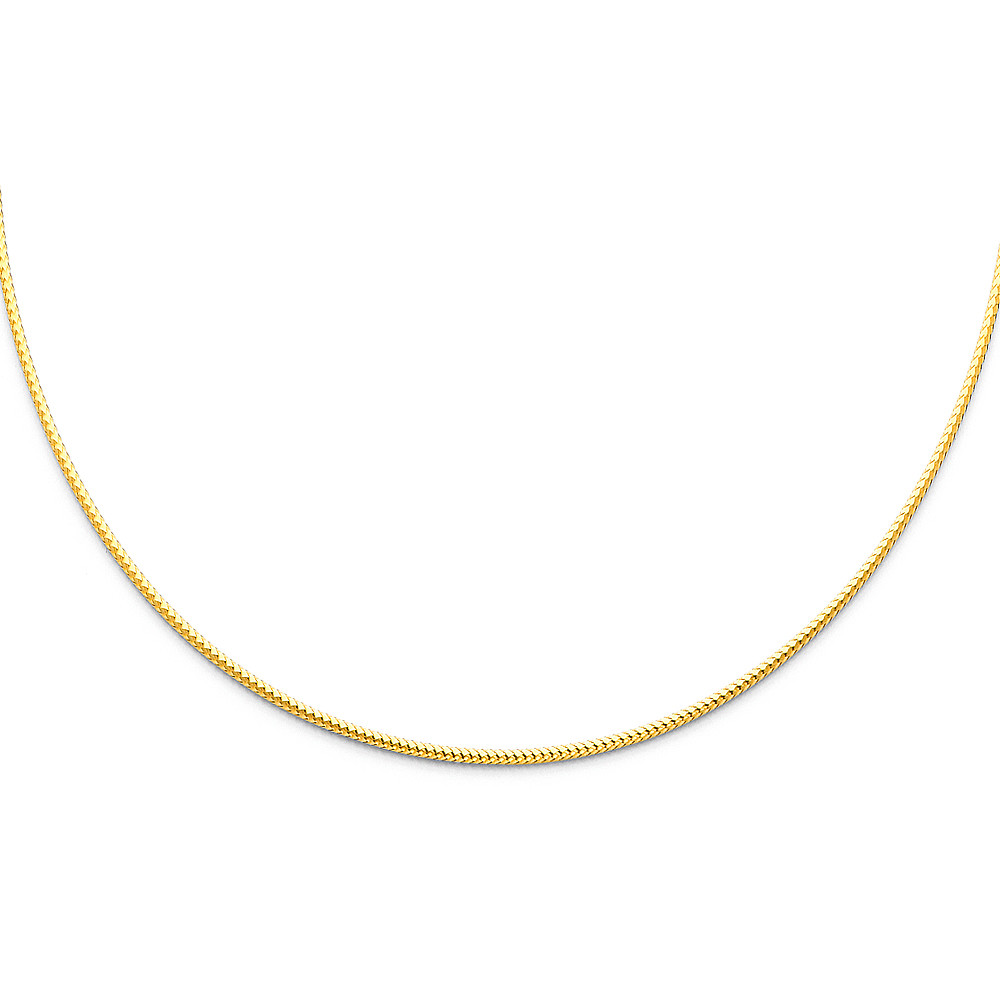 Real 14k Yellow Gold 1.5MM Sparkle Omega Necklace Chain 17″ Inch Womens Mens