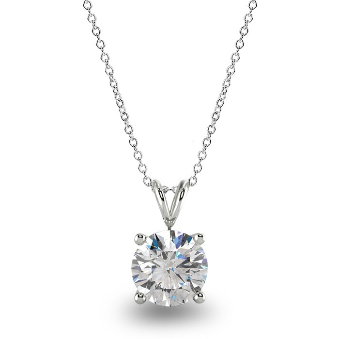 2 Ct Round Cut GRA Moissanite Solitaire Pendant 16+2″ Necklace 14K White Gold