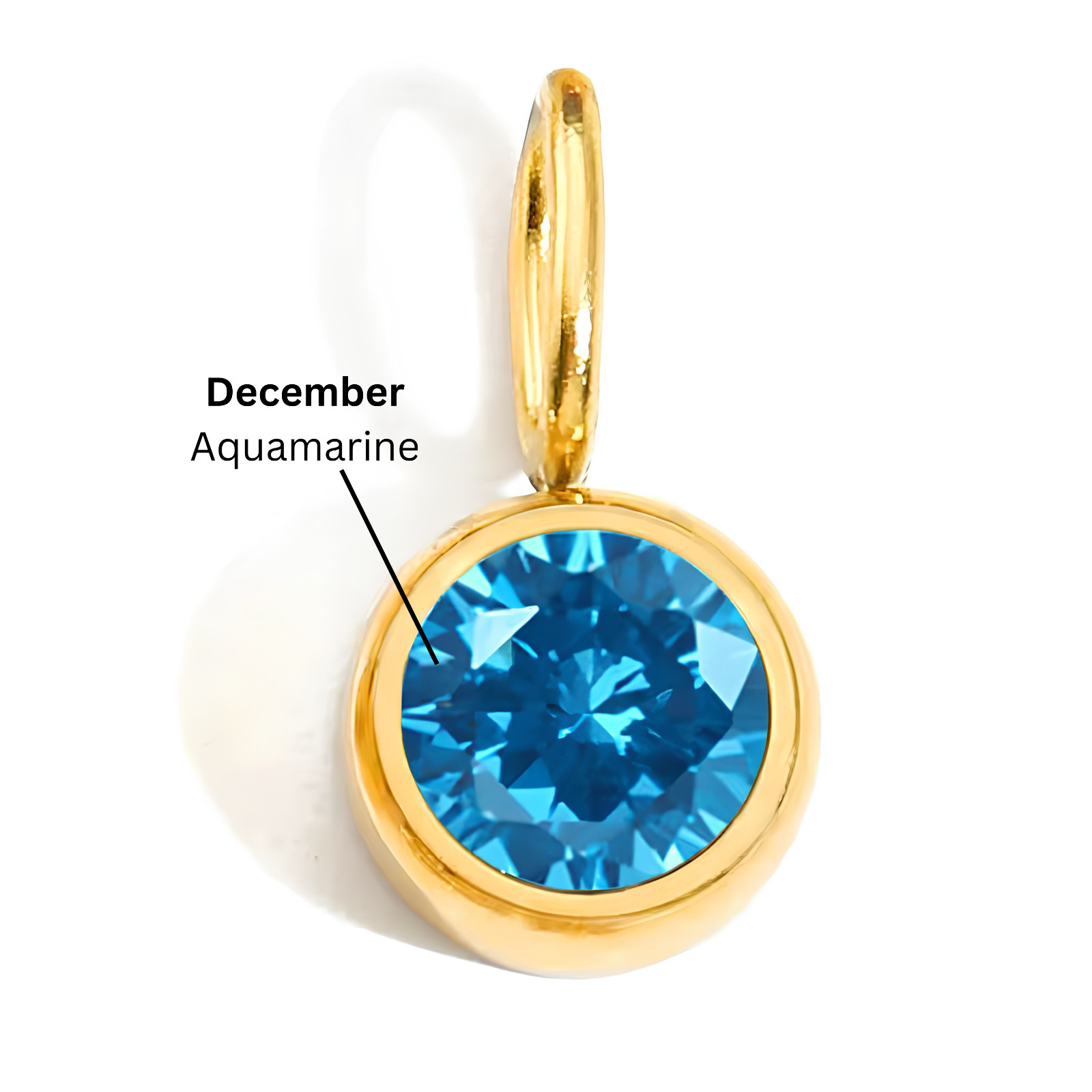 925 Sterling Silver Birthstone Dangle Charm Pendant 18k Gold Plated CZ Gift