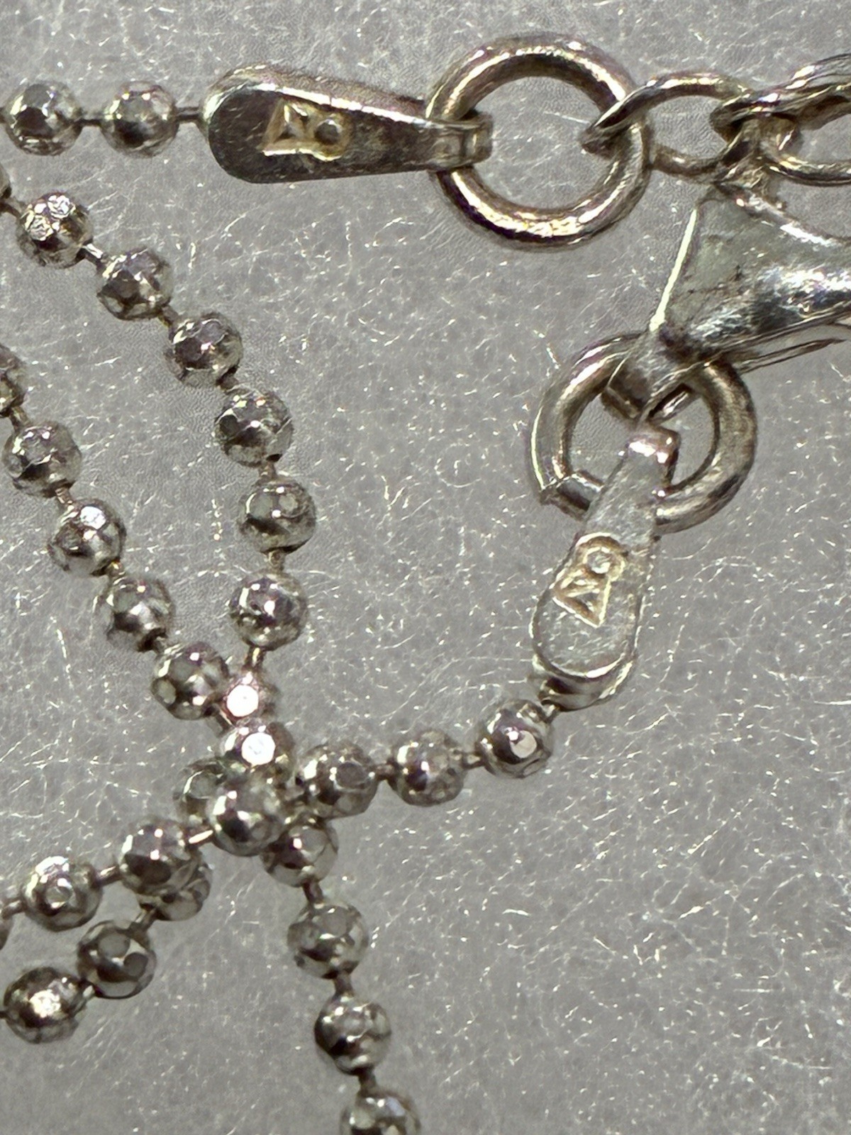 Sterling Silver 925 Heart Love Charm Pendant Ball Chain Lobster Clasp Signed