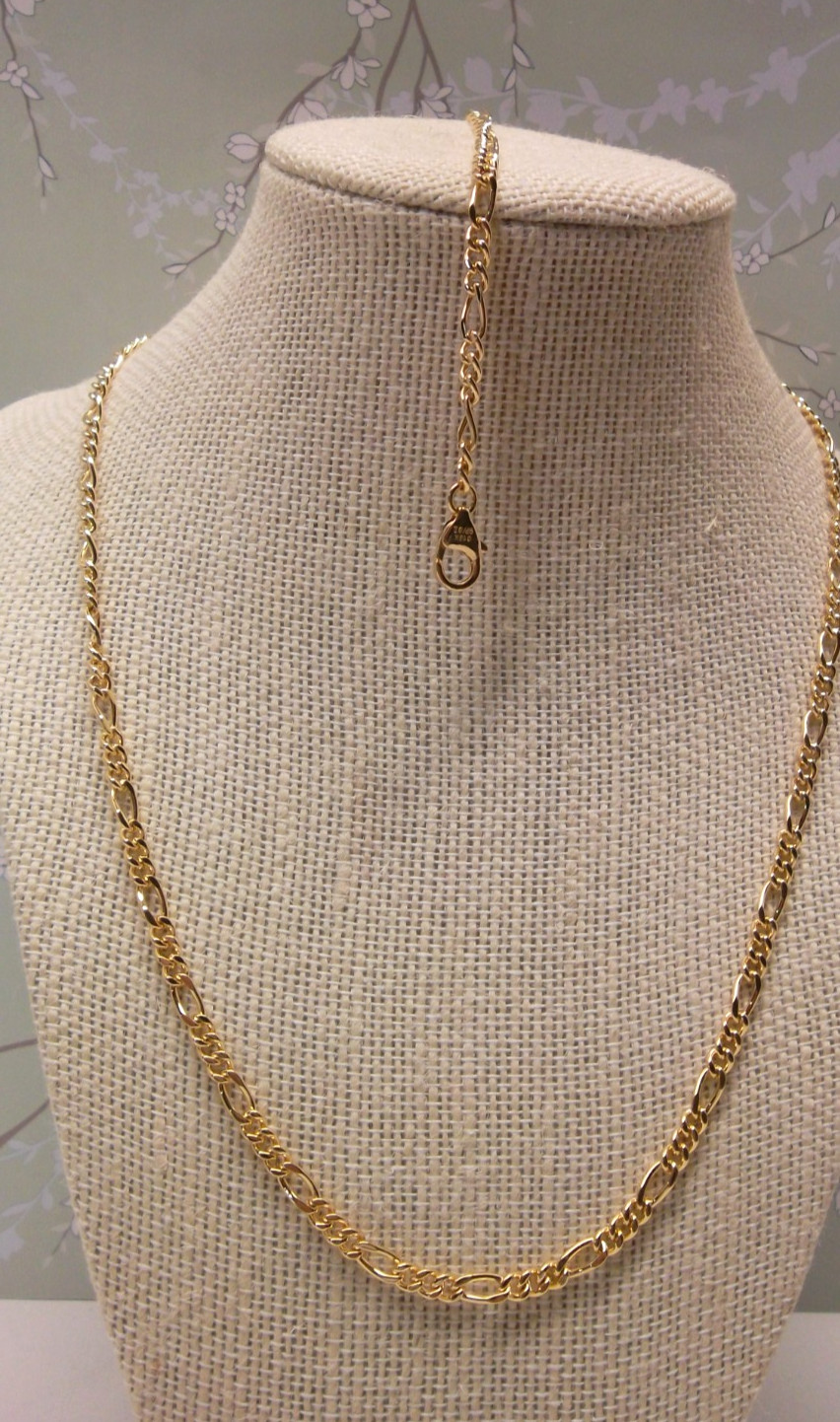 ITALY 18 K GP Italian Byzantine Chain Necklace & Bracelet Set * CLASSIC STYLE