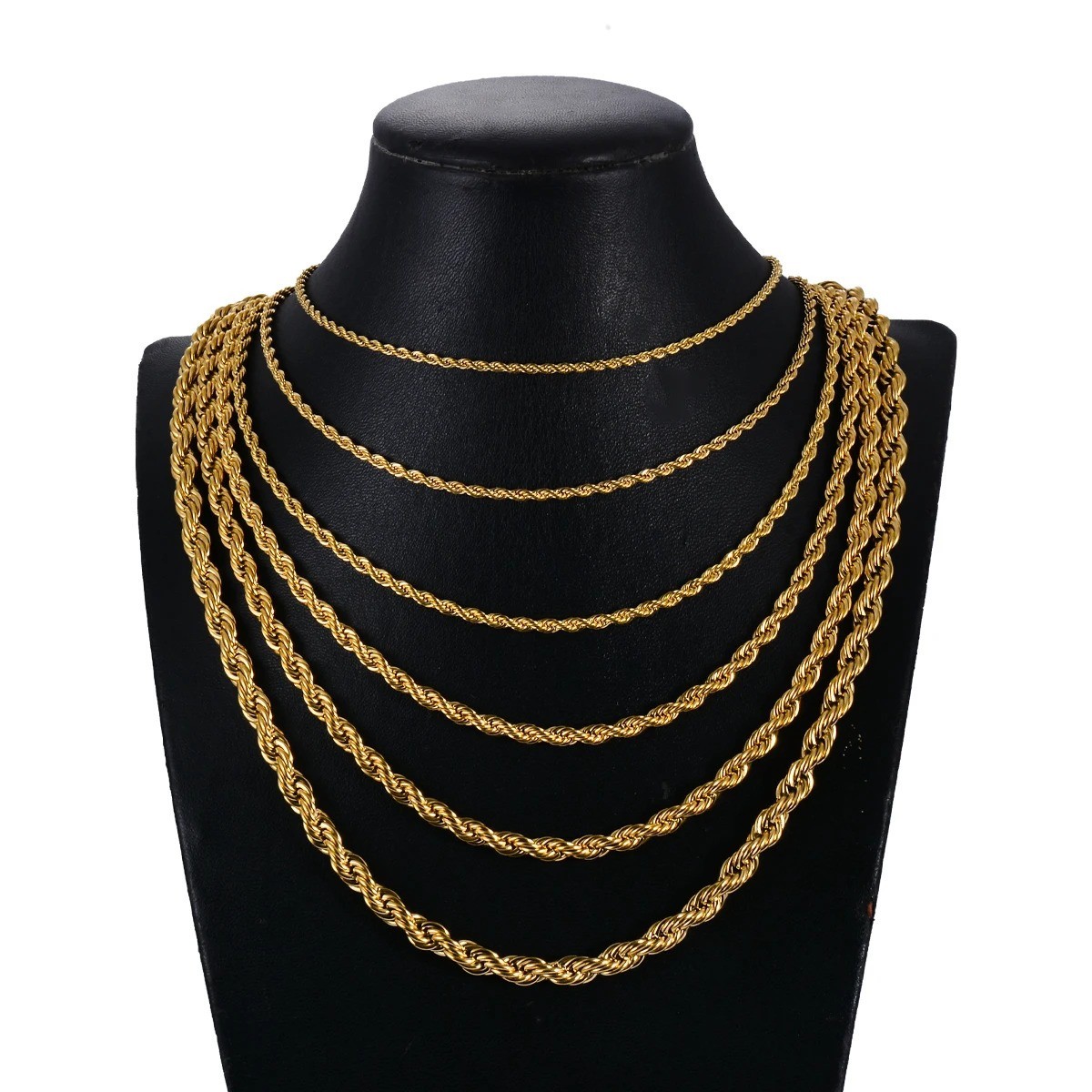 2mm/3mm/4mm/5mm 3 Colors Rope Twist Chain Necklace Width 40-80cm unisex Jewelry