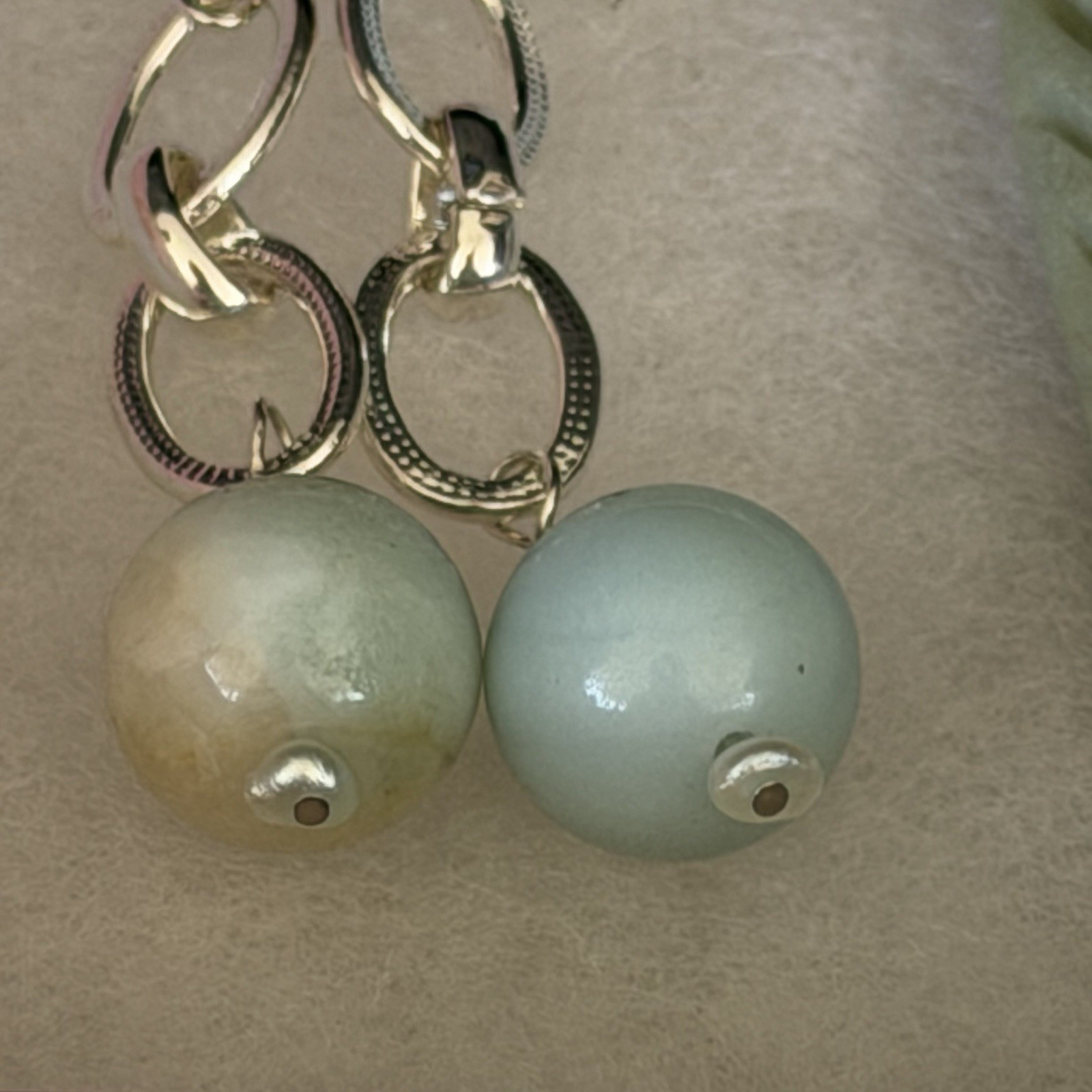 HAND CARVED NATURAL JASPER LADY PENDANT AMAZONITE PEARL NECKLACE EARRING SET