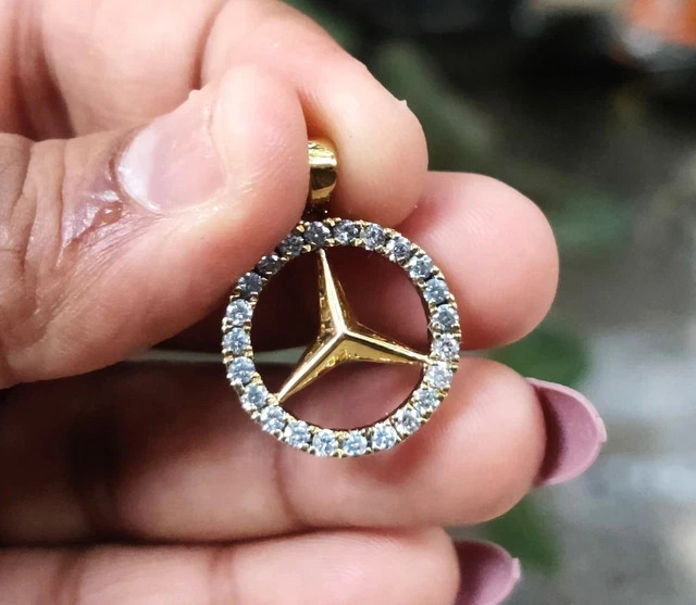 1Ct Round Cut Real Moissanite Custom charm Pendant 14K Yellow Gold Plated Silver