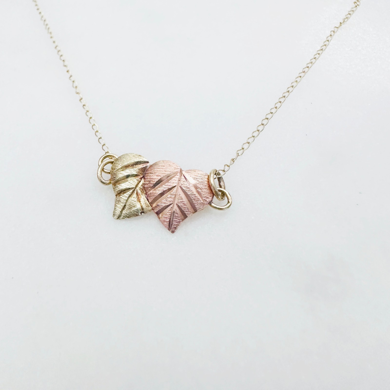 Solid 10K Multi-Tone Gold Black Hills Leaf Slider Pendant / Bracelet Attachment