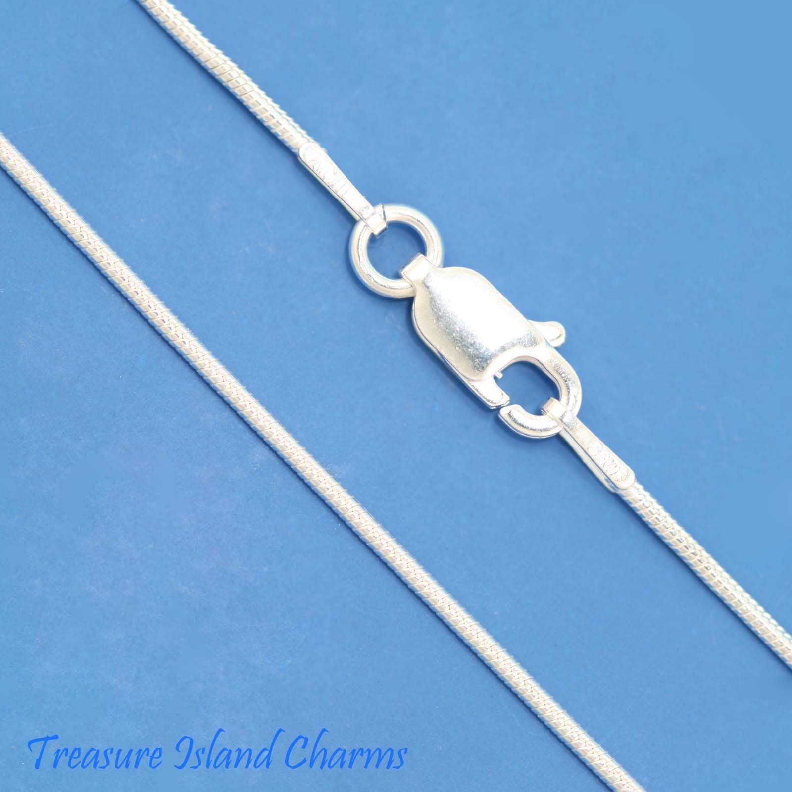 16″ 1mm Round Snake 925 Solid Sterling Silver Neck Chain Necklace MADE IN ITALY