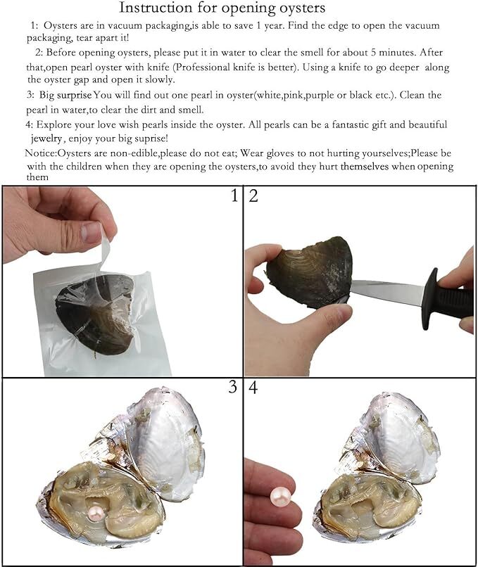 50PCS Natural Oysters 7-8mm Vacuum Pack Real Pearl Freshwater Individually Gift*