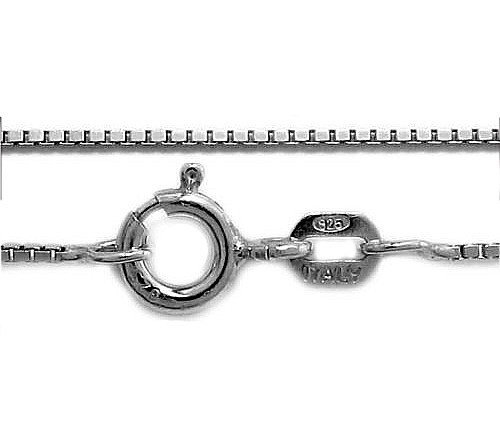 925 Sterling Silver RHODIUM 0.8mm Box Chain Necklace ITALY – 16″