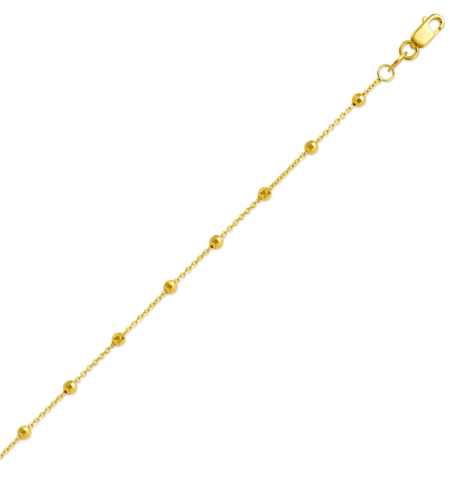 14k Real Solid Gold Bead Station Necklace Ball Beaded Rolo Chain 7″ 16″ 18″ 20″
