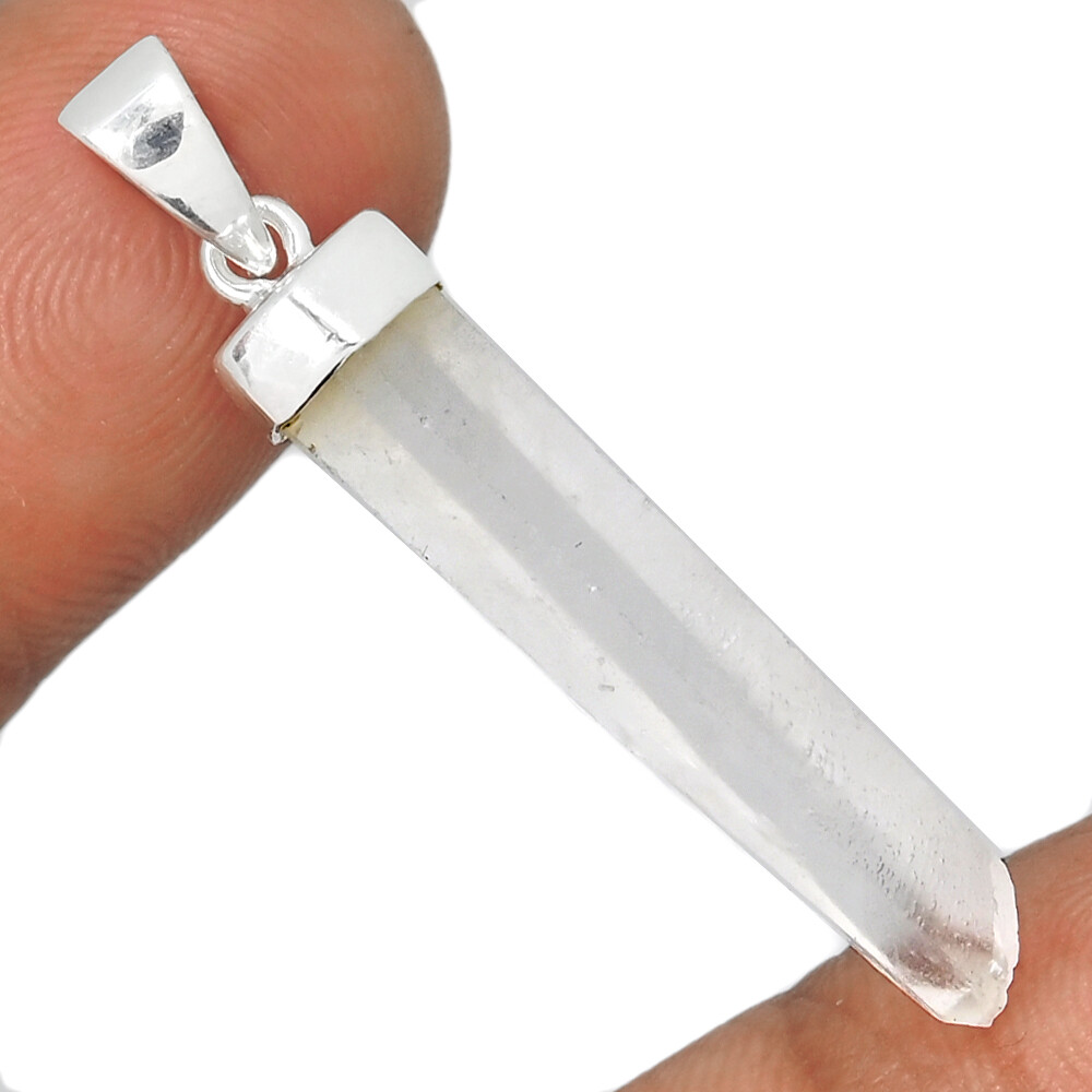 Natural Lemurian Quartz 925 Sterling Silver Pendant Point CP38936