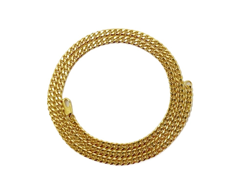 18K Yellow Gold 4mm Solid Curb Miami Cuban Chain Link Mens Womens Necklace 20″