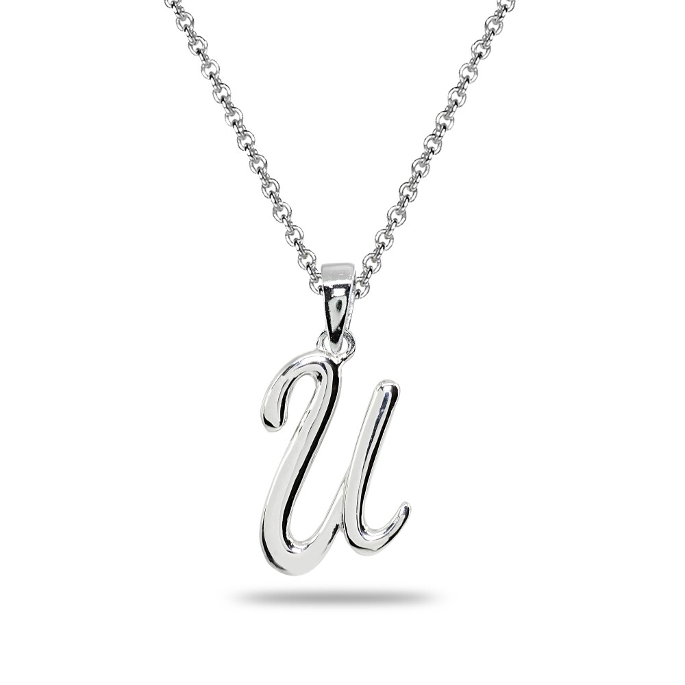 U Letter Initial Alphabet Name Personalized 925 Silver Pendant Necklace
