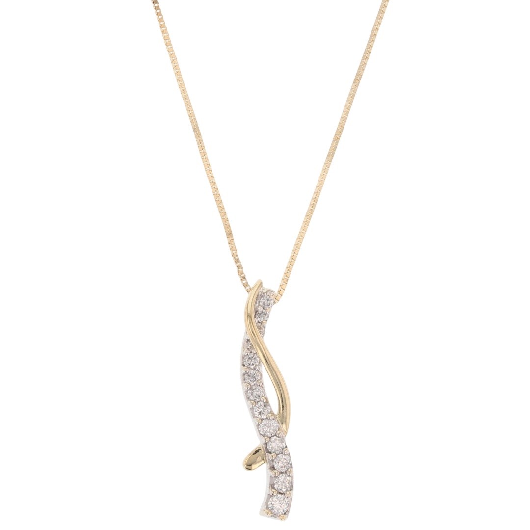 .22ctw Diamond Pavé Set Journey Pendant on 18″ Necklace 14k Multi-Tone Gold