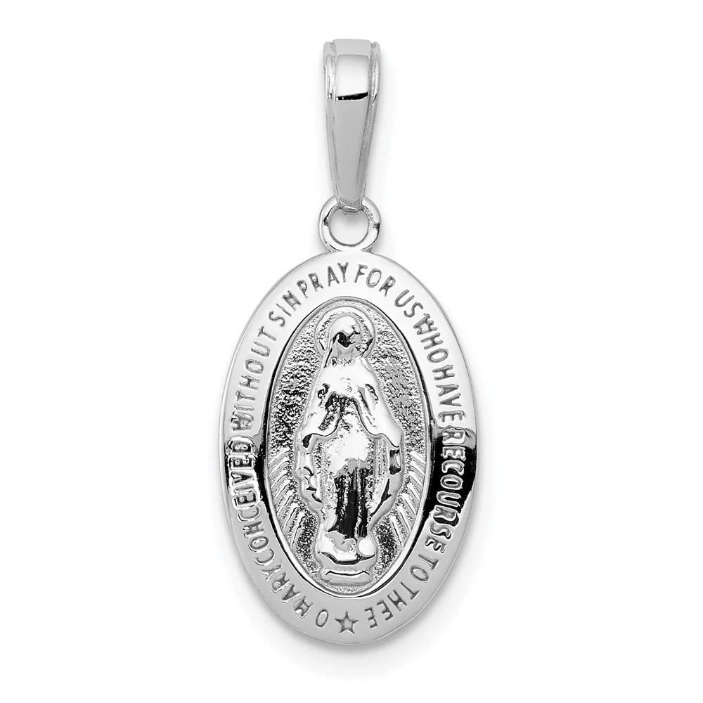 10K / 14K White Gold Miraculous Medal Pendant