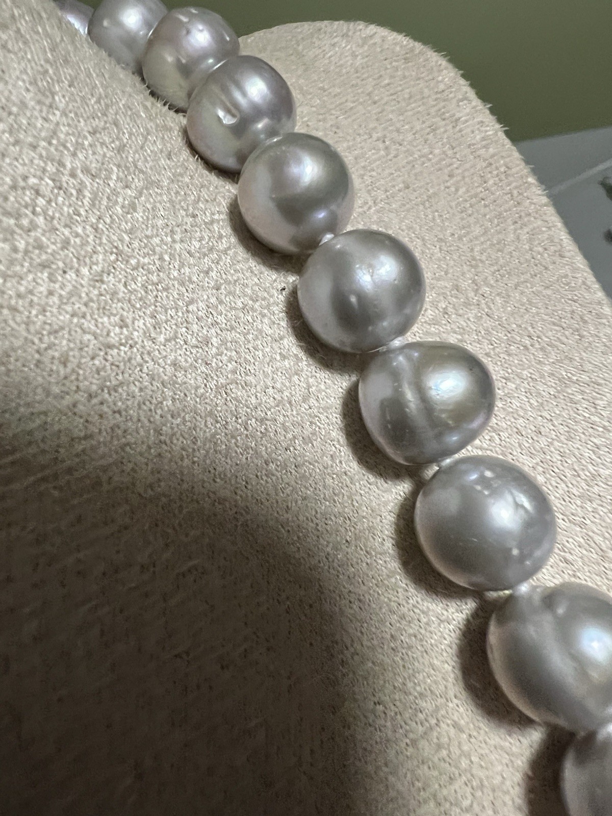 Heavy 100g Vintage OP Grey Pearl Strand Necklace Knotted Sterling Silver 925